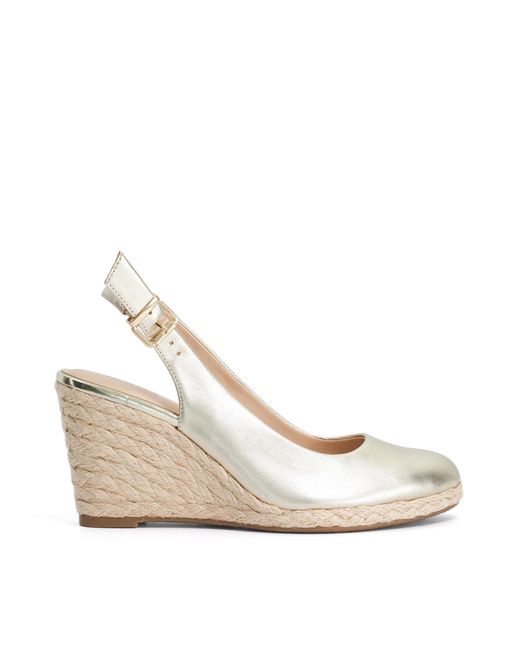 Dune White Capable Leather Jute Wedge Heel Sandals