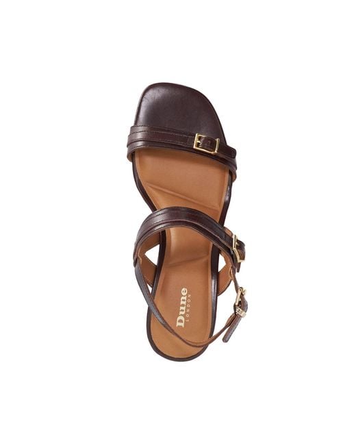 Dune Brown Jiving Mid Height Block Heel Sandals
