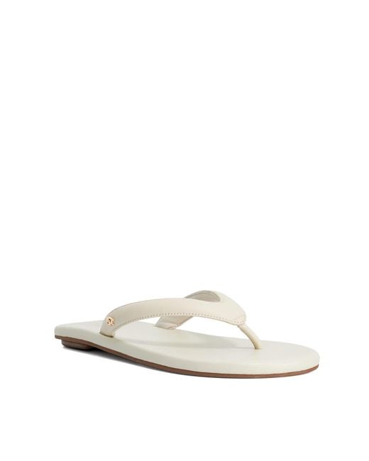 Dune White Levana Suede Toe Post Flat Flip Flop Sandals