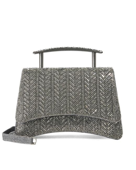 Dune Gray Bedazzle Sculptural Top-Handle Bag