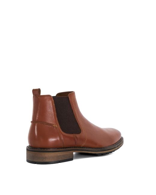 Dune Brown Wf Chorleys Wide Fit Leather Chelsea Boots for men