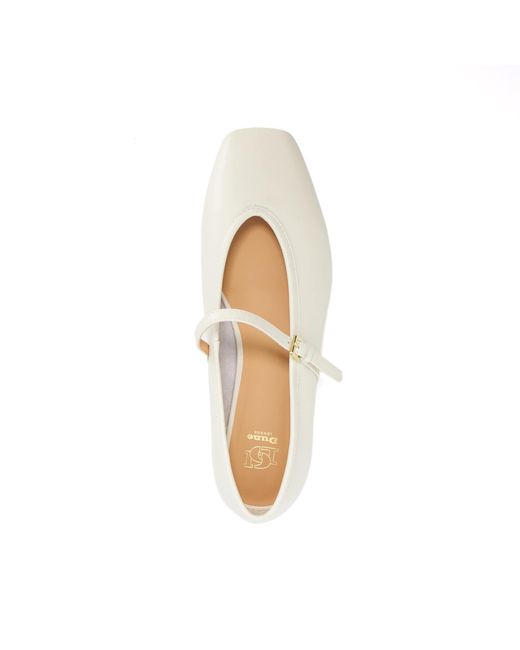 Dune White Hearthrob Leather Pointed Toe Mary Jane Ballet Flats