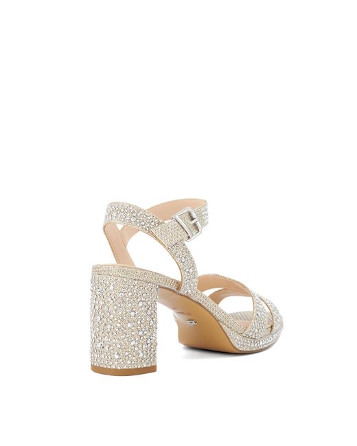 Dune Metallic Manifesting Block Heel Sandals