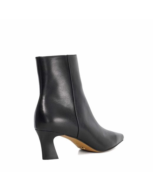 Dune Black Overly Leather Block Heel Ankle Boots