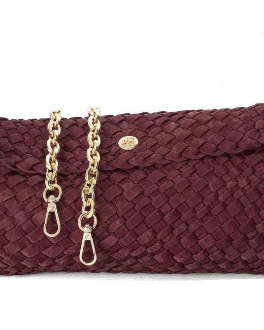 Dune Purple Encourage Woven Clutch With Cross Body Strap