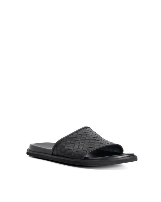Dune Black Ivar Woven Leather Slider Sandal for men