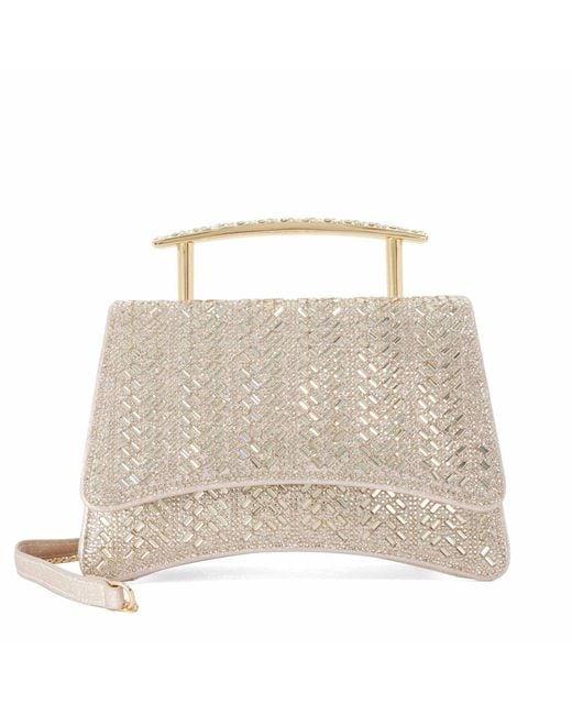 Dune Natural Bedazzle Sculptural Top-Handle Bag
