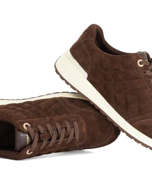 Dune Brown Evelie Quilted Low-Top Trainers