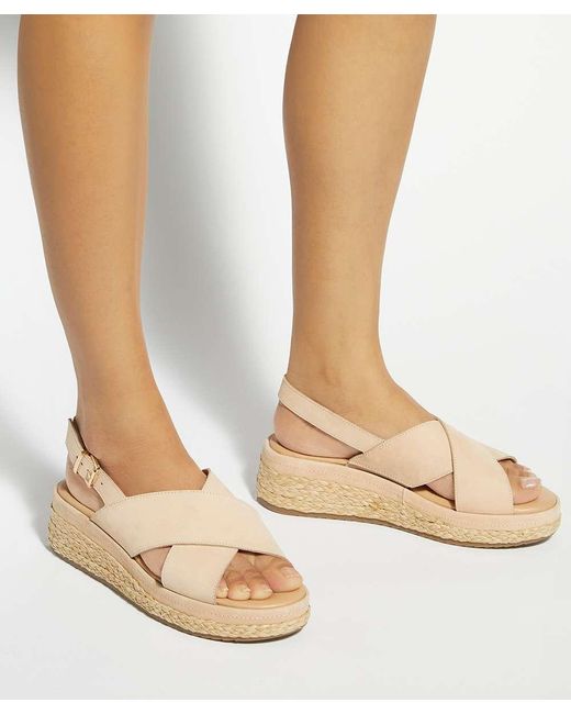 Dune Natural Kiya Raffia Flatform Sandals