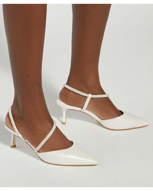 Dune White Ceremonial T-Bar Embellished Wedding Shoes