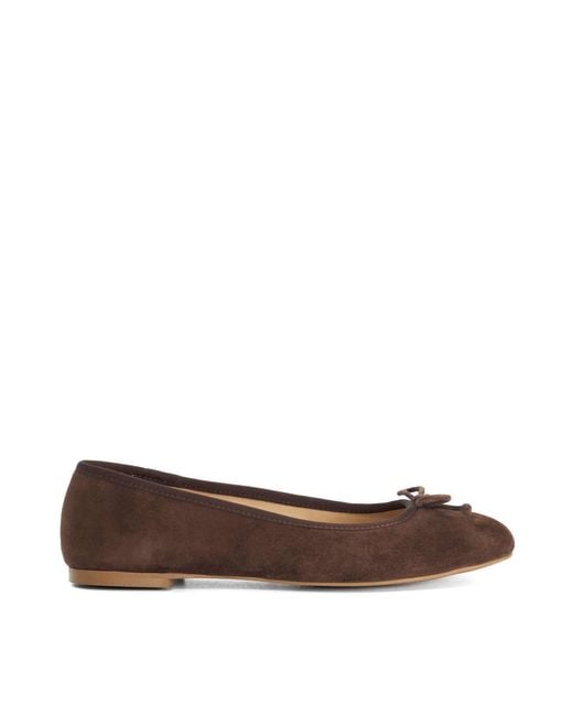 Dune Brown Wf Helenne Bow-Detail Ballet Flats