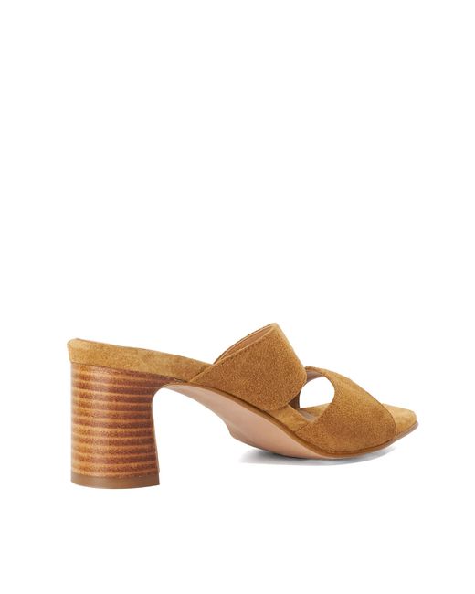 Dune Brown Jaeda Suede Block Heel Mules