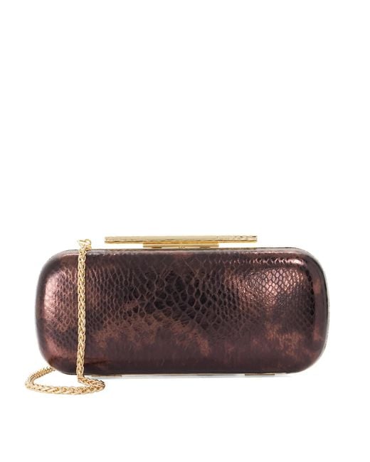 Dune Brown Body Structured Chain Strap Clutch Bag