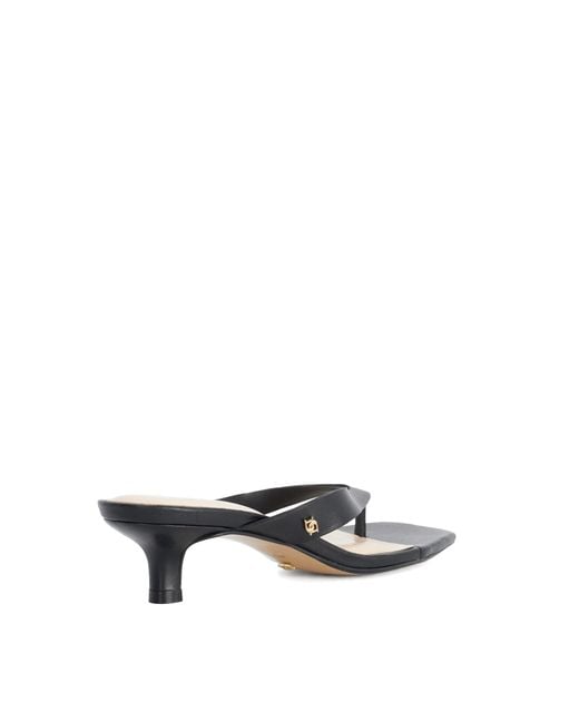 Dune Black Manic Square Toe Kitten Heel Flip Flop Thong Sandals