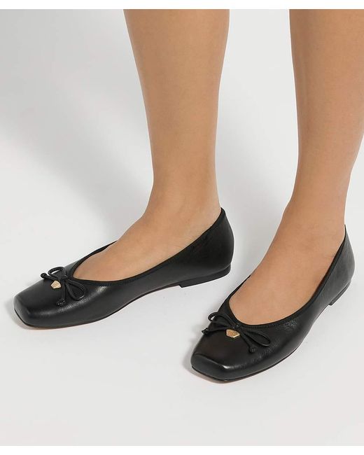 Dune Blue Harllowe Leather Square Toe Ballet Flats