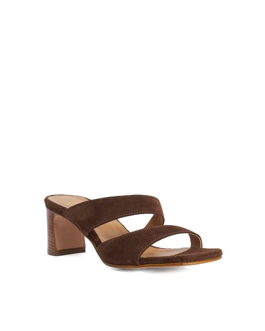 Dune Brown Jaeda Suede Block Heel Mules
