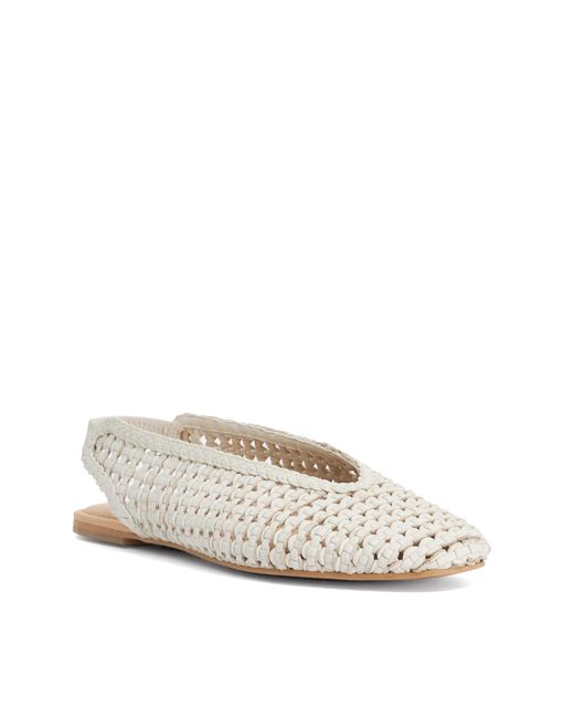 Dune White Hollianne Braided Leather Slingback Sandals