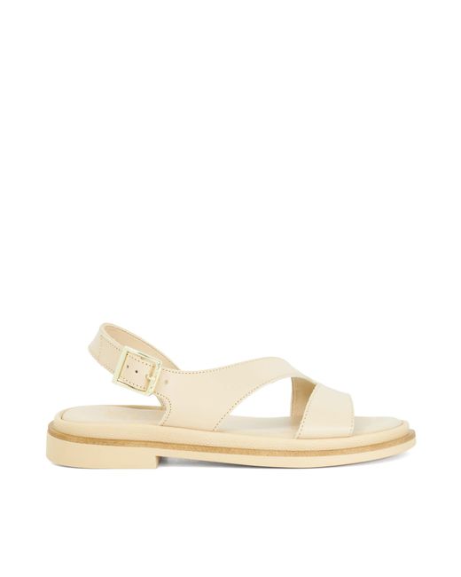 Dune Natural Larko Leather Sandals