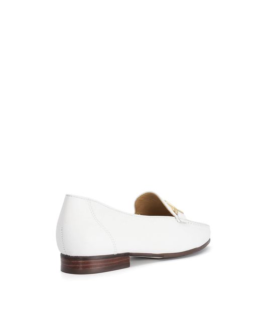 Dune White Gilli T Snaffle Trim Leather Loafers