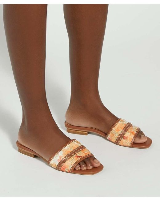 Dune Brown Leti Open Toe Block Heel Sandals