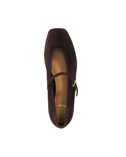 Dune Brown Hearthrob Leather Pointed Toe Mary Jane Ballet Flats