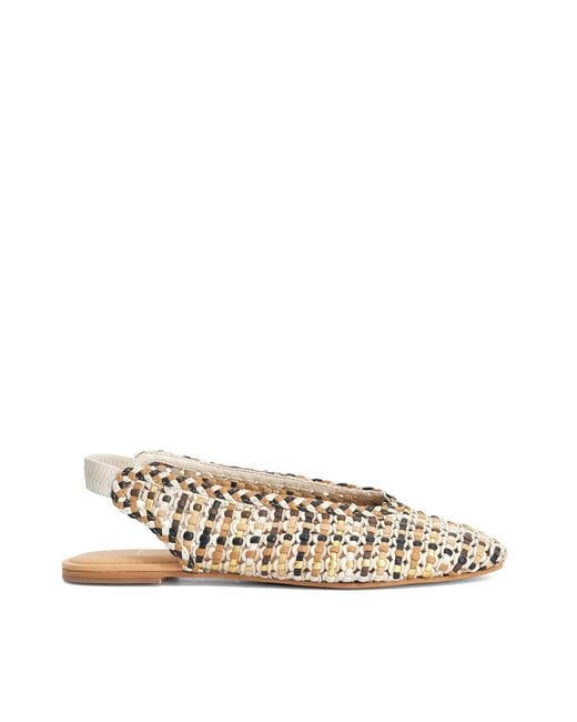 Dune Natural Hollianne Braided Leather Slingback Sandals