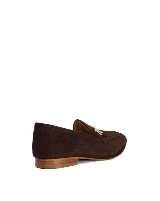 Dune Brown Glair Leather Snaffle Trim Loafers