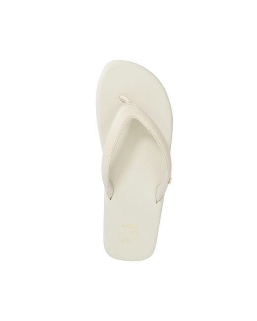 Dune White Levana Suede Toe Post Flat Flip Flop Sandals