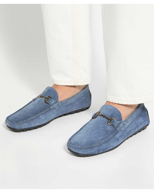 Dune Blue Brackon Wf Suede Snaffle Trim Moccasins for men