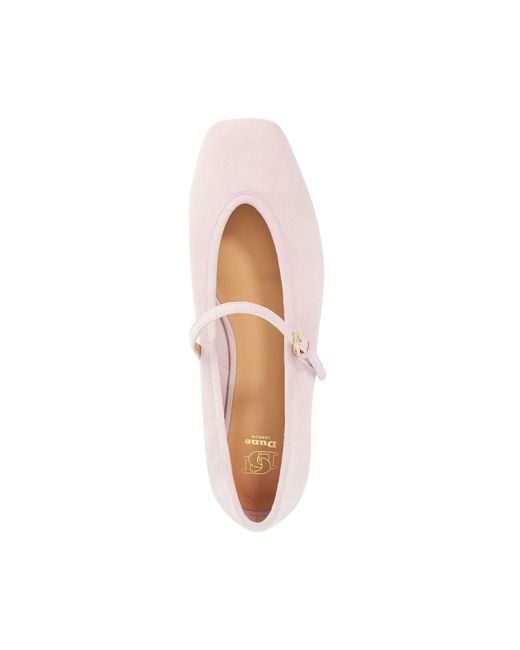 Dune Pink Hearthrob Leather Pointed Toe Mary Jane Ballet Flats