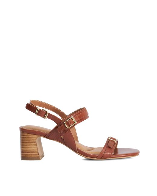Dune Brown Jiving Mid Height Block Heel Sandals