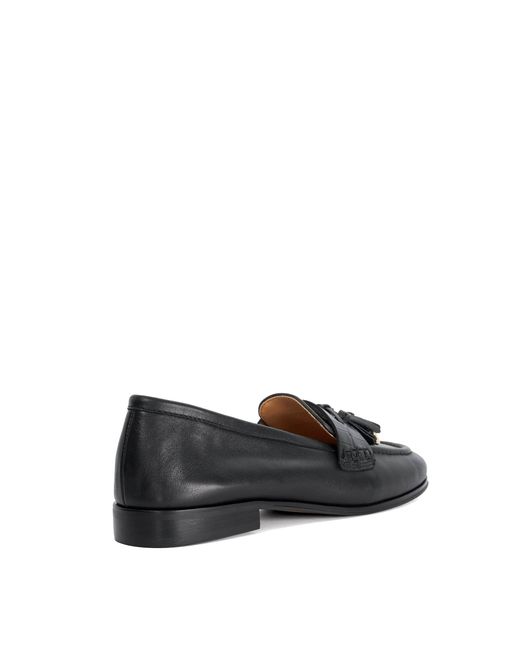 Dune Blue Giavonni Leather Tassel Trim Loafers