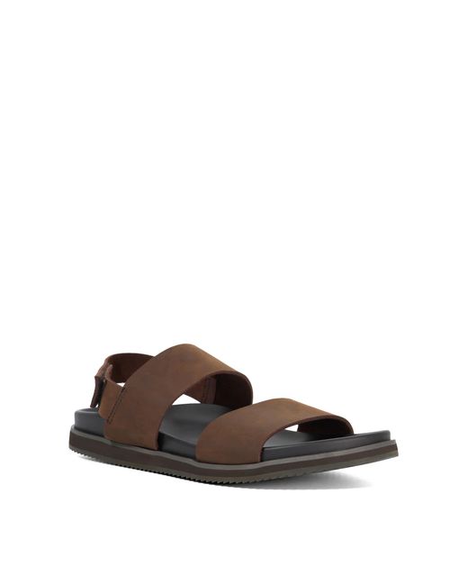 Dune Brown Idealistic Utilitarian Strap Leather Sandals for men