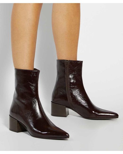 Dune Brown Pami Block Heel Ankle Boots