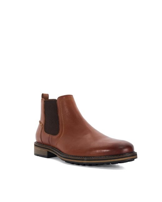Dune Brown Wf Chorleys Wide Fit Leather Chelsea Boots for men
