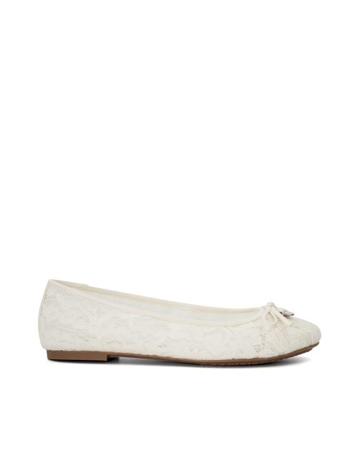 Dune White Heartstring Lace Wedding Ballet Pumps