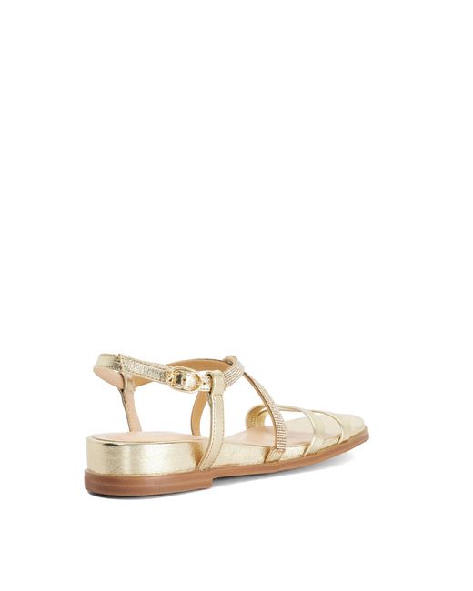 Dune Natural Lexia Flat Strappy Sandals