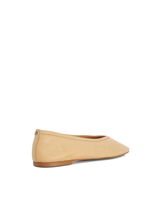 Dune Natural Hetta Leather Ballet Flats
