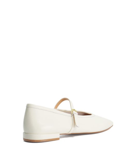 Dune White Hearthrob Leather Pointed Toe Mary Jane Ballet Flats