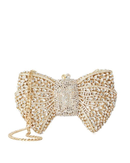 Dune Natural Enchant Embellished Bow Clutch Bag