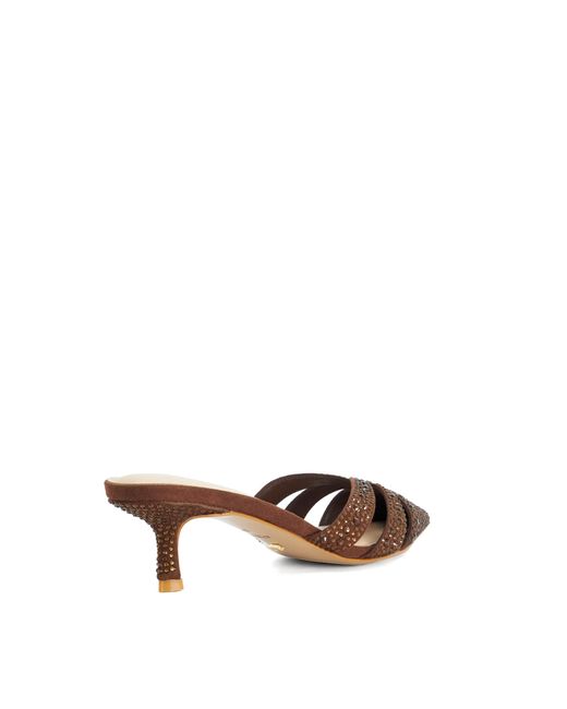 Dune Brown Calla Embellished Heeled Mules