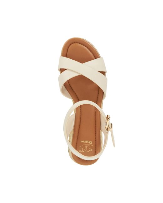 Dune Natural Littleton Leather Raffia Flatform Sandals
