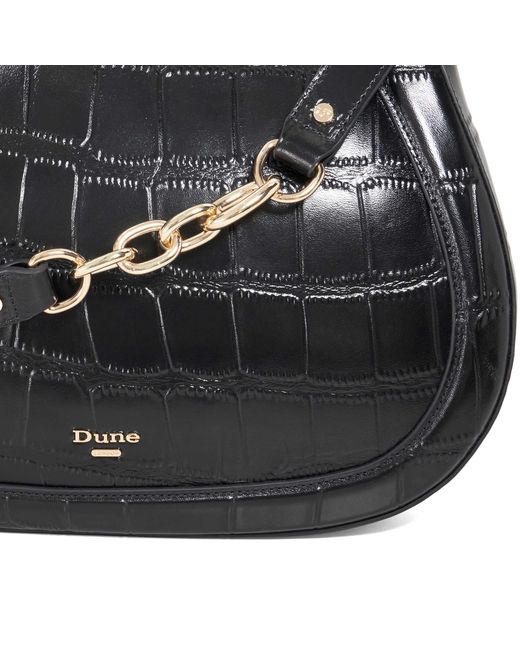 Dune Black Directional Leather Chain Detail Shoulder Bag