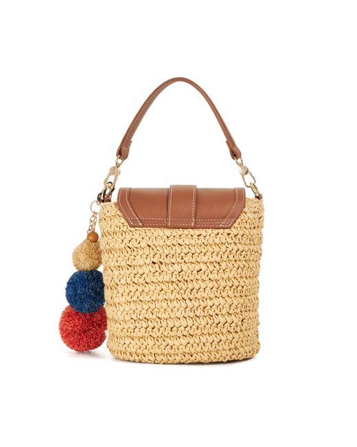 Dune Brown Dimple Raffia Crossbody Bag