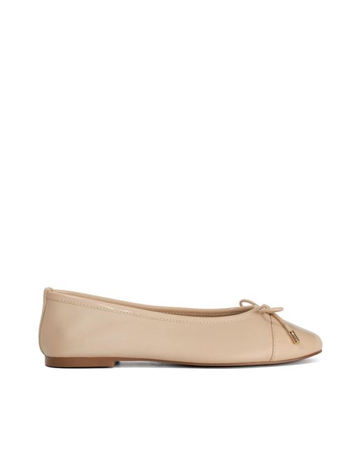Dune Natural Haliah Patent Toe Cap Ballet Flats