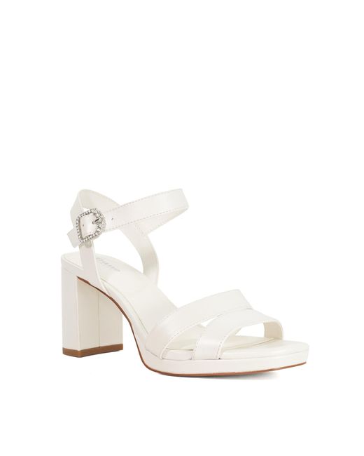 Dune White Madeforlove Leather Platform Block Heel Bridal Shoes