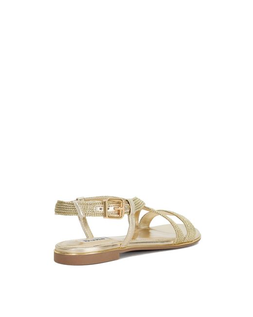 Dune Natural Lope Metallic Flat Sandals