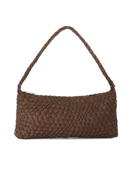 Dune Brown Deliberating Woven East-West Shoulder Bag