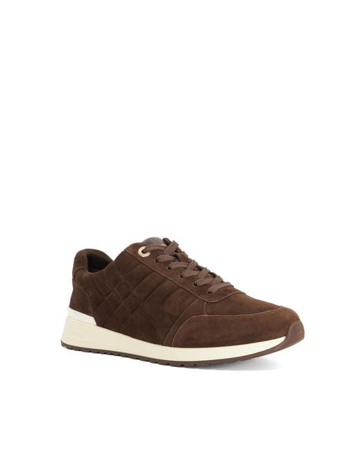 Dune Brown Evelie Quilted Low-Top Trainers
