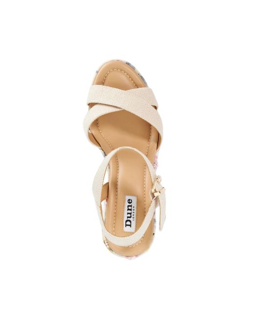 Dune Metallic Kalmiah Floral Fabric Wedge Sandals